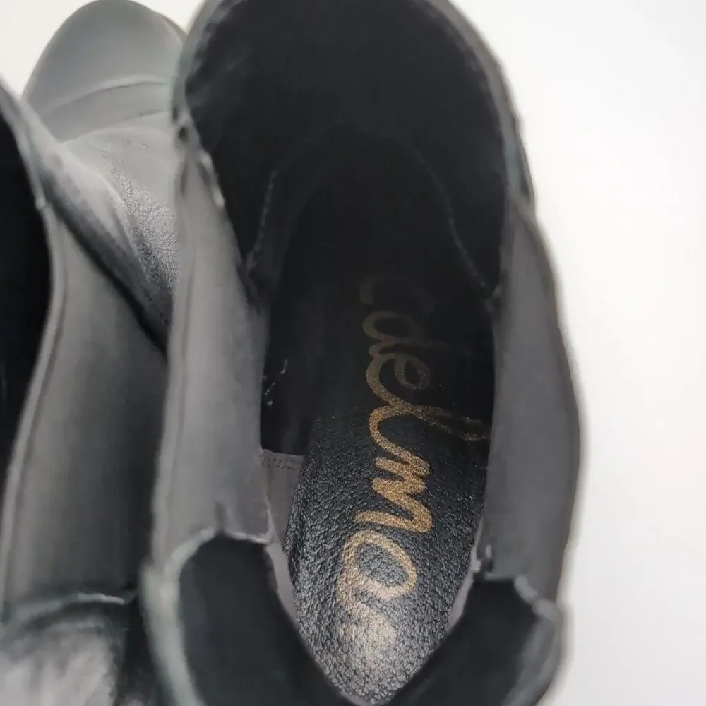 Sam Edelman Boots Womens 8.5 Black Leather Chelsea Ankle Lug Sole Pull On